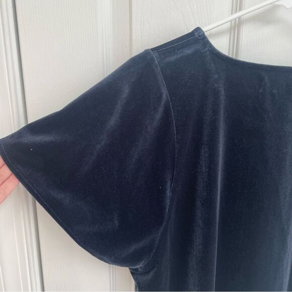 Madewell Navy Blue Velvet Butterfly Sleeve Top Tshirt Women’s Size M - Picture 6 of 7